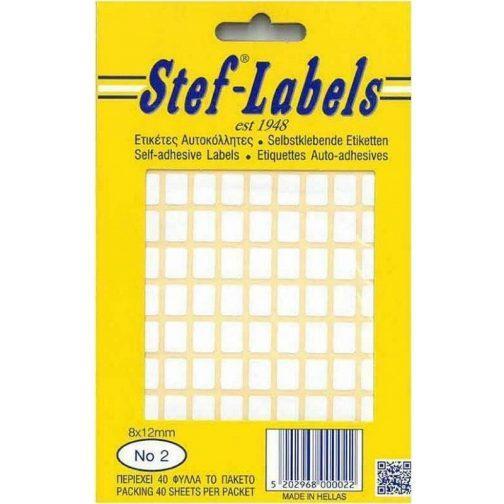 Stef Labels Αυτοκόλλητες Ετικέτες σε Λευκό Χρώμα 8x1mm Νο 2